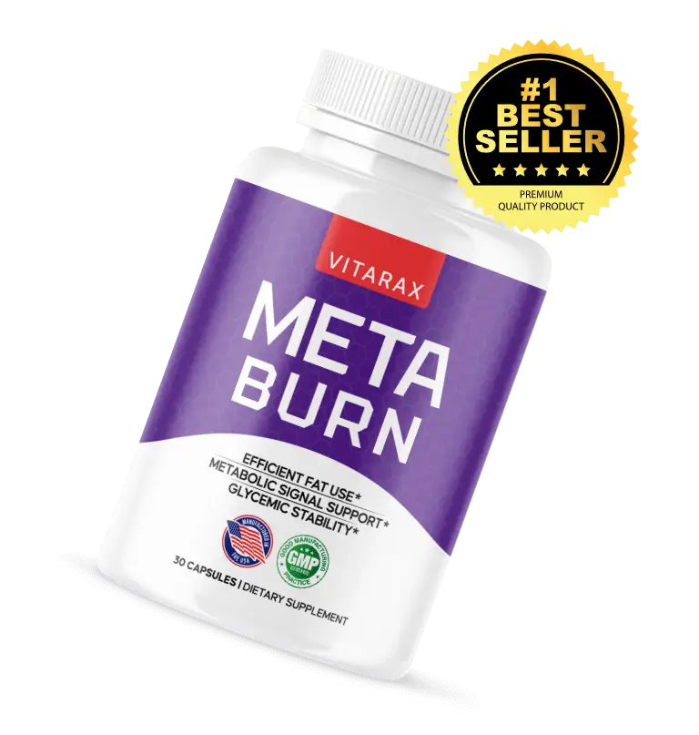 MetaBurn by Vitarax supplement bottle with premium quality badge